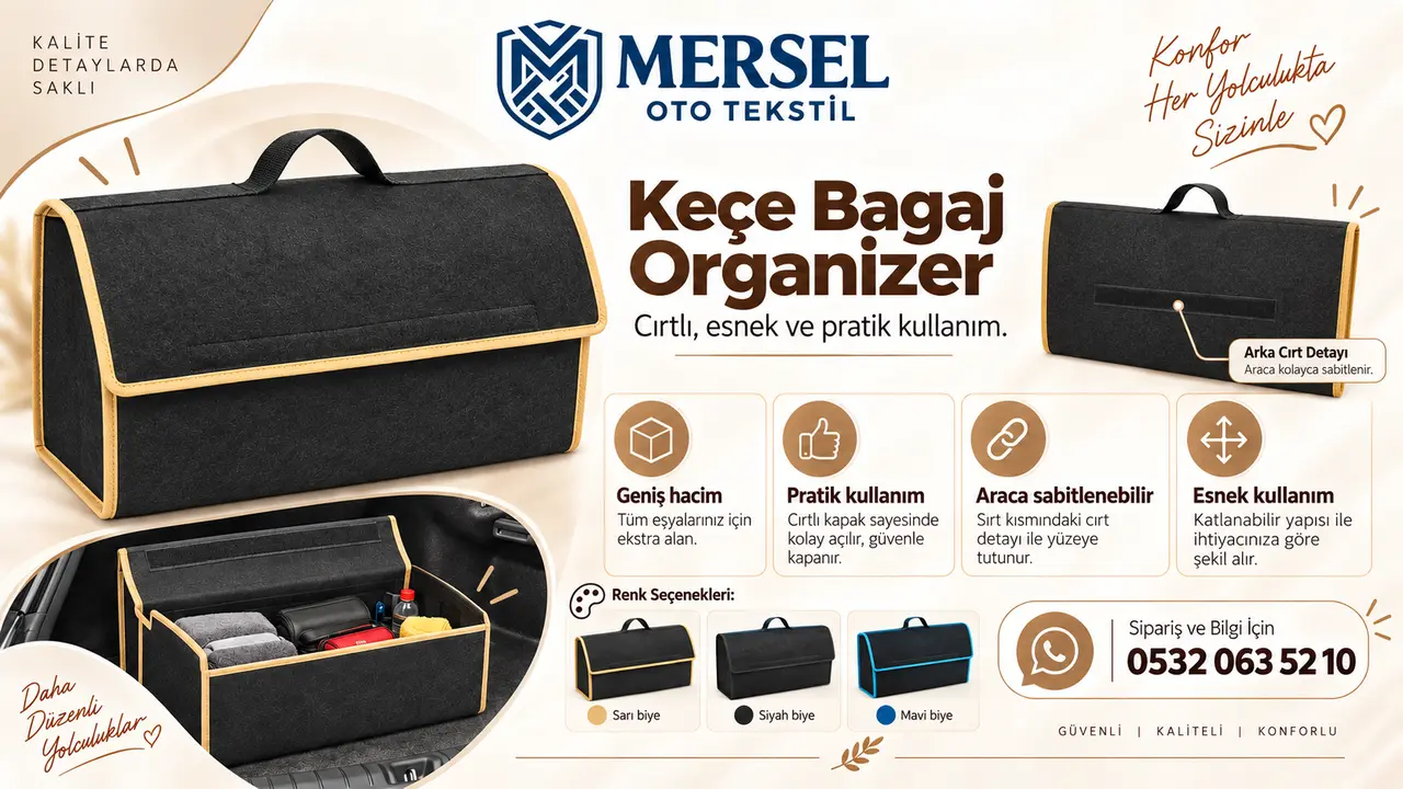 Keçe bagaj organizer renk seçenekleri